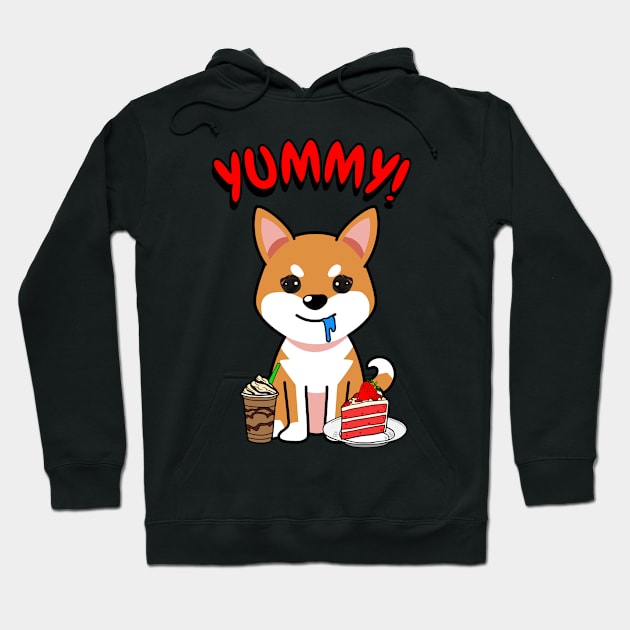 Cute orange dog is having coffee and cake Hoodie by Pet Station